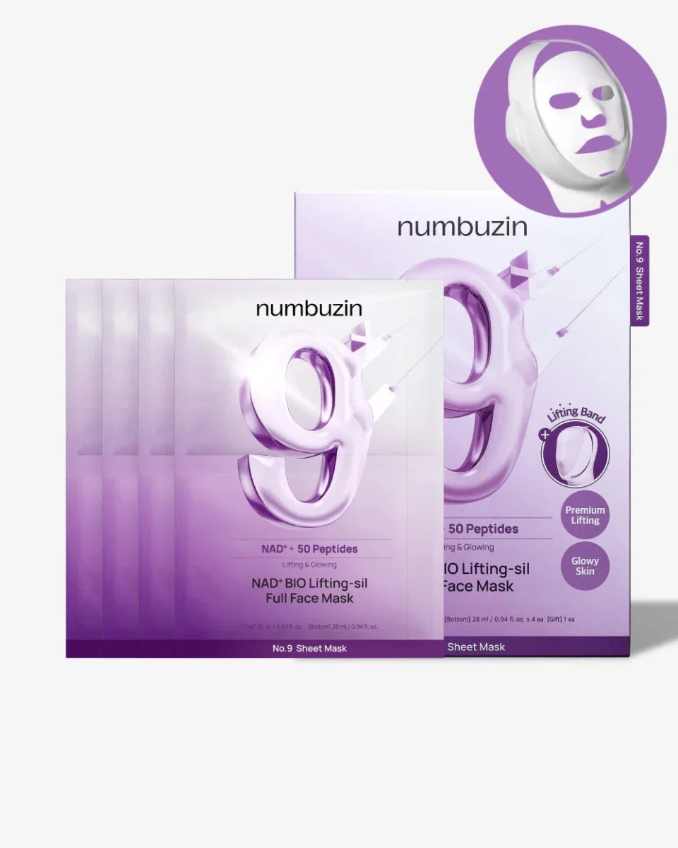 Numbuzin No.9 NAD Bio Lifting Full Cover Facial Mask 48ml - 1 BOX / 4 PCS (+GWP)